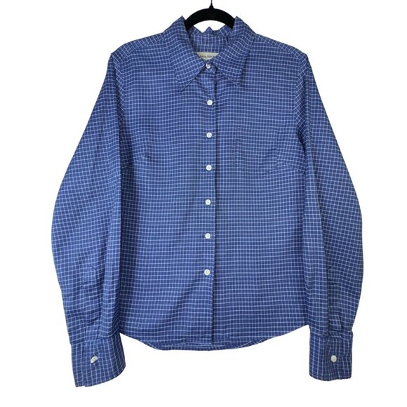 Banana Republic Womens Button Up Shirt Blue & White Checkered Preppy Large‎ Cute - Picture 1 of 7